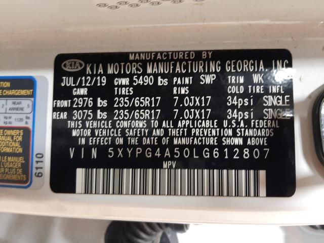 Photo 9 VIN: 5XYPG4A50LG612807 - KIA SORENTO S 