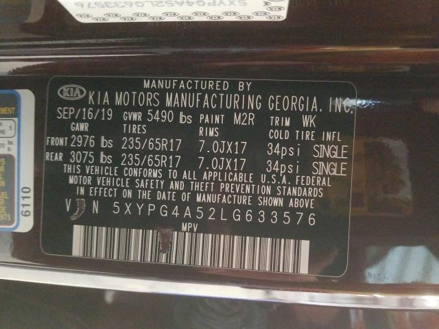 Photo 9 VIN: 5XYPG4A52LG633576 - KIA SORENTO S 