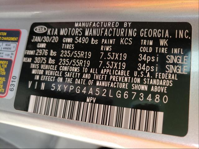 Photo 9 VIN: 5XYPG4A52LG673480 - KIA SORENTO S 