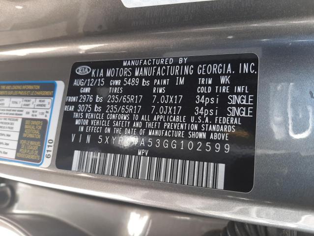 Photo 11 VIN: 5XYPG4A53GG102599 - KIA SORENTO 