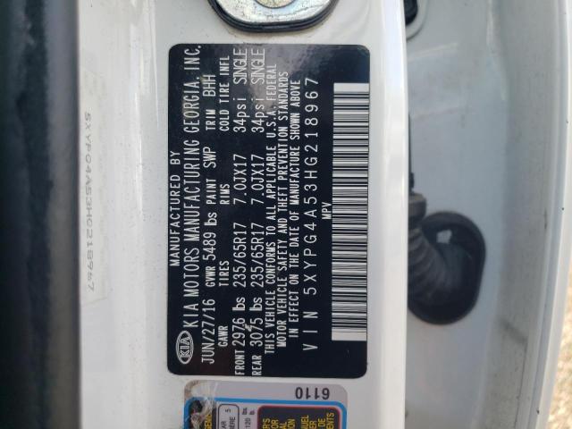 Photo 9 VIN: 5XYPG4A53HG218967 - KIA SORENTO LX 