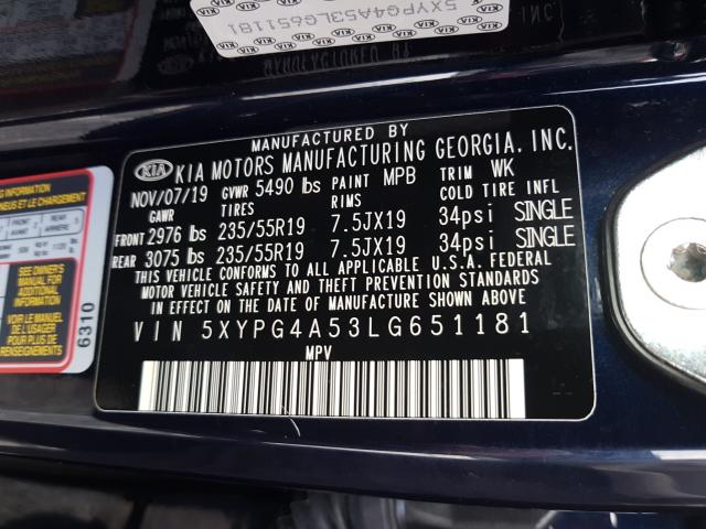 Photo 9 VIN: 5XYPG4A53LG651181 - KIA SORENTO S 