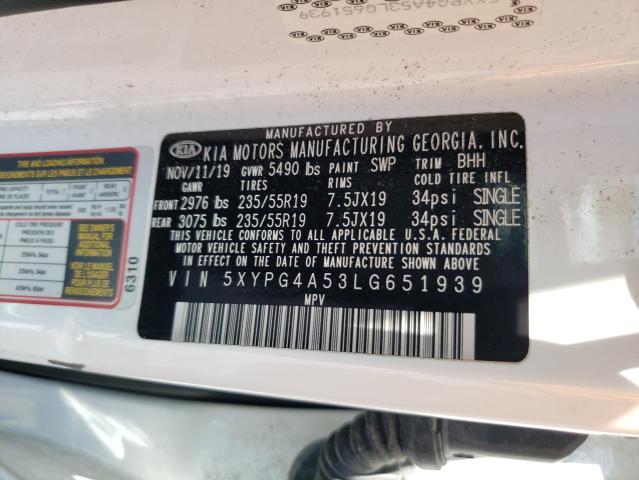 Photo 12 VIN: 5XYPG4A53LG651939 - KIA SORENTO S 