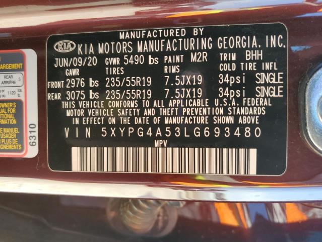 Photo 9 VIN: 5XYPG4A53LG693480 - KIA SORENTO S 