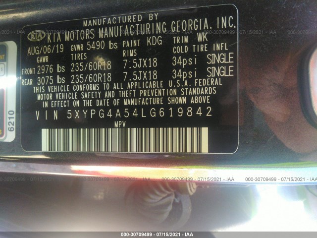 Photo 8 VIN: 5XYPG4A54LG619842 - KIA SORENTO 