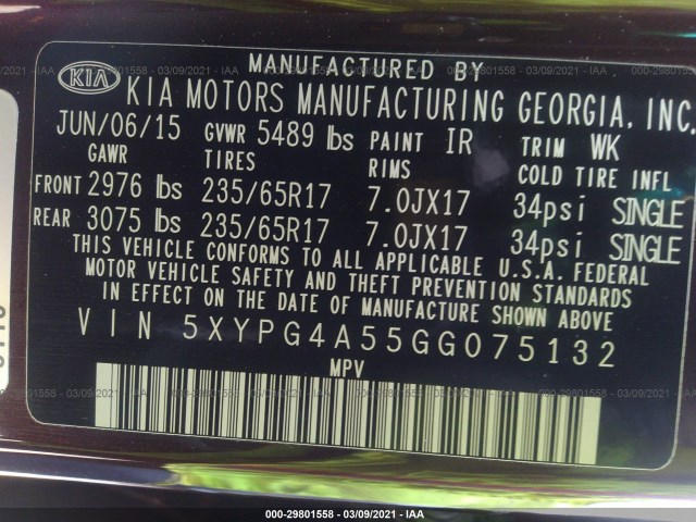 Photo 8 VIN: 5XYPG4A55GG075132 - KIA SORENTO 