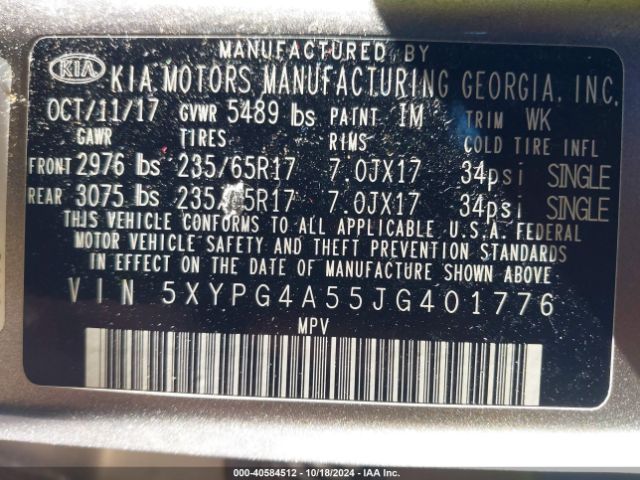 Photo 8 VIN: 5XYPG4A55JG401776 - KIA SORENTO 