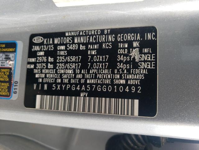 Photo 12 VIN: 5XYPG4A57GG010492 - KIA SORENTO LX 