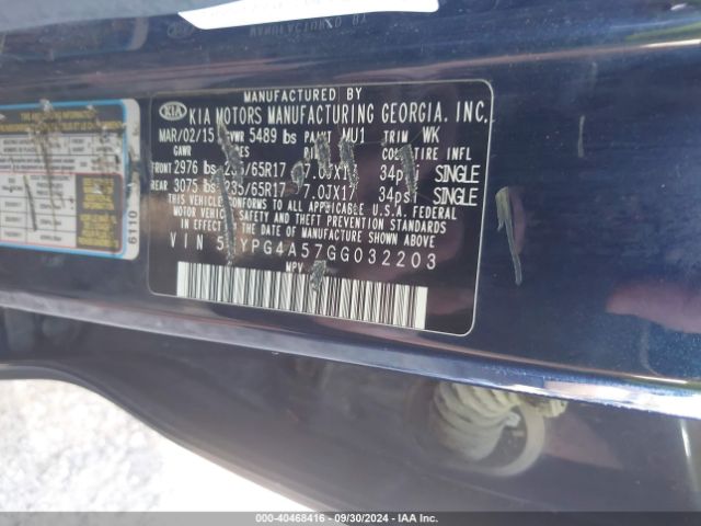 Photo 8 VIN: 5XYPG4A57GG032203 - KIA SORENTO 