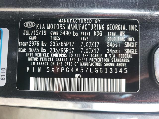 Photo 9 VIN: 5XYPG4A57LG613145 - KIA SORENTO S 