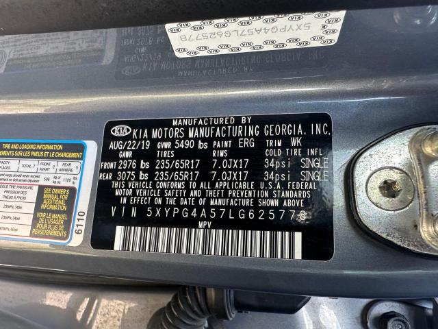 Photo 9 VIN: 5XYPG4A57LG625778 - KIA SORENTO S 