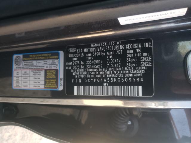 Photo 9 VIN: 5XYPG4A58KG509584 - KIA SORENTO LX 