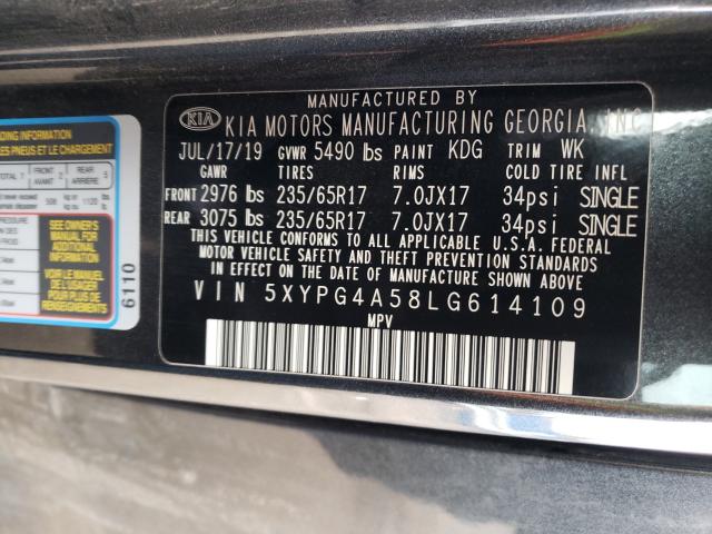 Photo 9 VIN: 5XYPG4A58LG614109 - KIA SORENTO S 