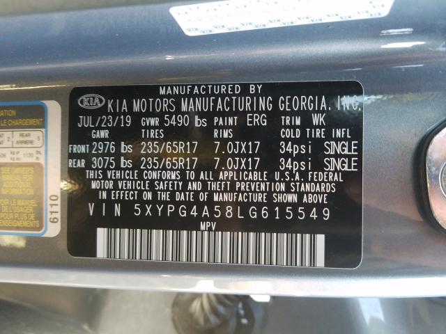 Photo 9 VIN: 5XYPG4A58LG615549 - KIA SORENTO S 