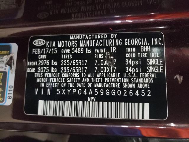 Photo 9 VIN: 5XYPG4A59GG026452 - KIA SORENTO LX 