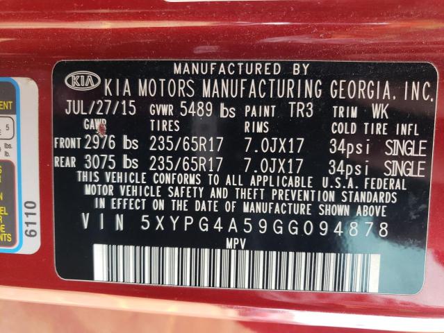 Photo 13 VIN: 5XYPG4A59GG094878 - KIA SORENTO LX 