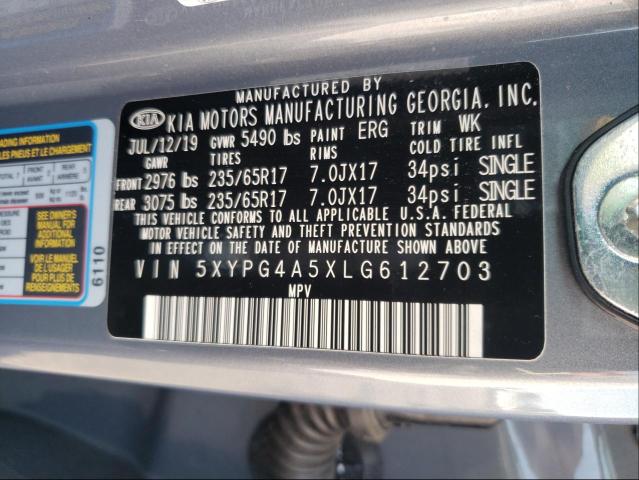 Photo 9 VIN: 5XYPG4A5XLG612703 - KIA SORENTO S 