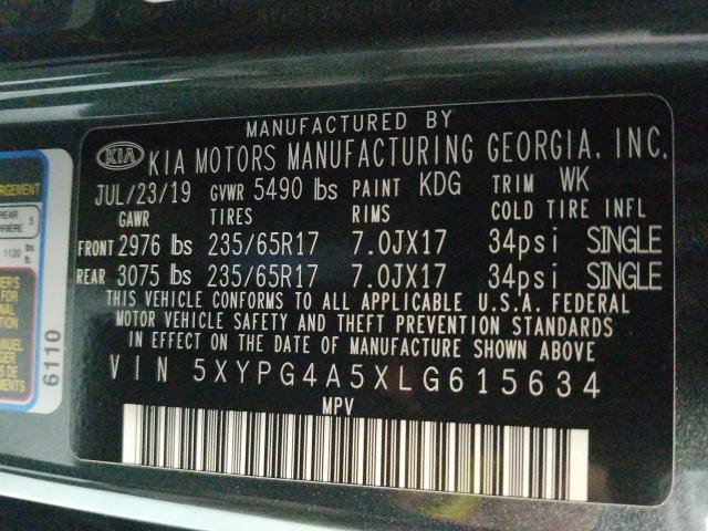 Photo 9 VIN: 5XYPG4A5XLG615634 - KIA SORENTO S 