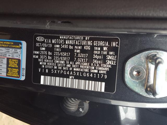 Photo 9 VIN: 5XYPG4A5XLG641179 - KIA SORENTO S 