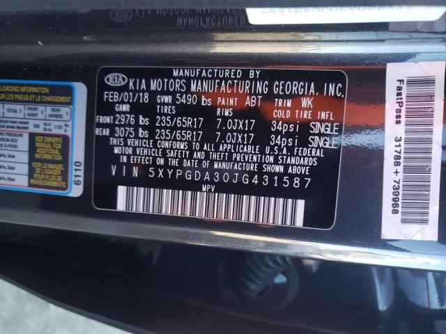 Photo 12 VIN: 5XYPGDA30JG431587 - KIA SORENTO LX 