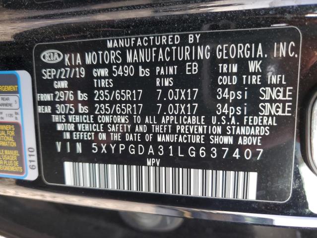 Photo 12 VIN: 5XYPGDA31LG637407 - KIA SORENTO L 