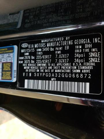 Photo 13 VIN: 5XYPGDA32GG066872 - KIA SORENTO LX 