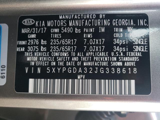 Photo 11 VIN: 5XYPGDA32JG338618 - KIA SORENTO 