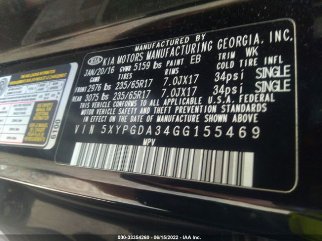 Photo 8 VIN: 5XYPGDA34GG155469 - KIA SORENTO 