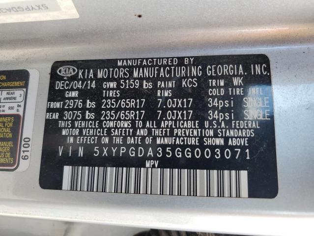 Photo 12 VIN: 5XYPGDA35GG003071 - KIA SORENTO LX 