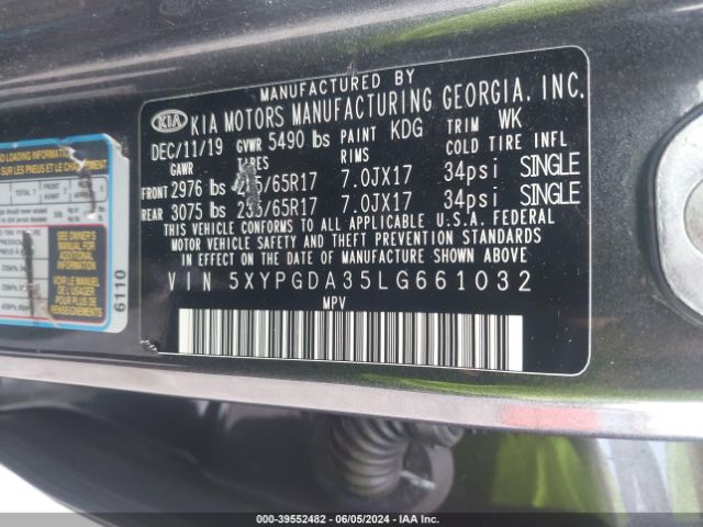 Photo 8 VIN: 5XYPGDA35LG661032 - KIA SORENTO 