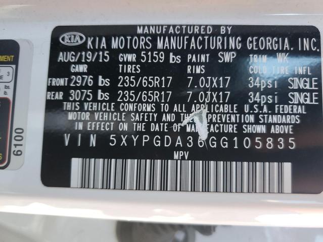 Photo 11 VIN: 5XYPGDA36GG105835 - KIA SORENTO 