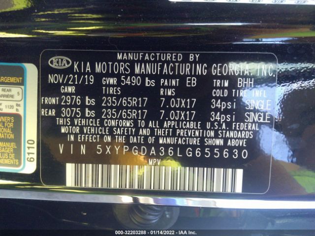 Photo 8 VIN: 5XYPGDA36LG655630 - KIA SORENTO 