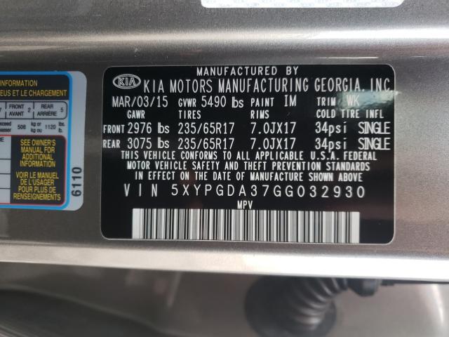 Photo 9 VIN: 5XYPGDA37GG032930 - KIA SORENTO LX 