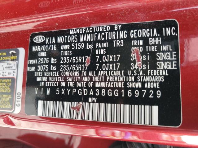 Photo 12 VIN: 5XYPGDA38GG169729 - KIA SORENTO LX 