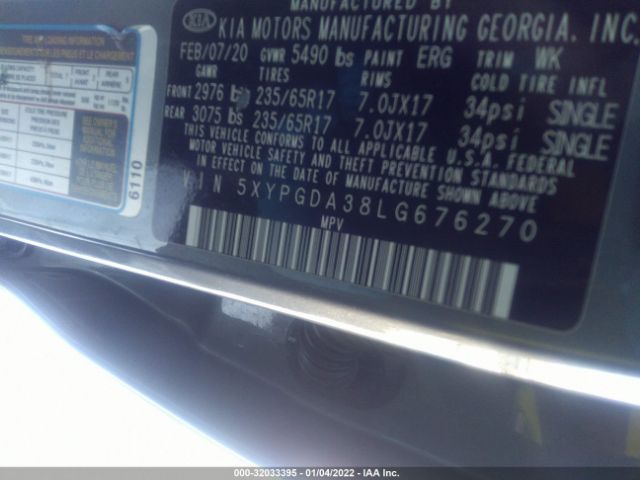 Photo 8 VIN: 5XYPGDA38LG676270 - KIA SORENTO 