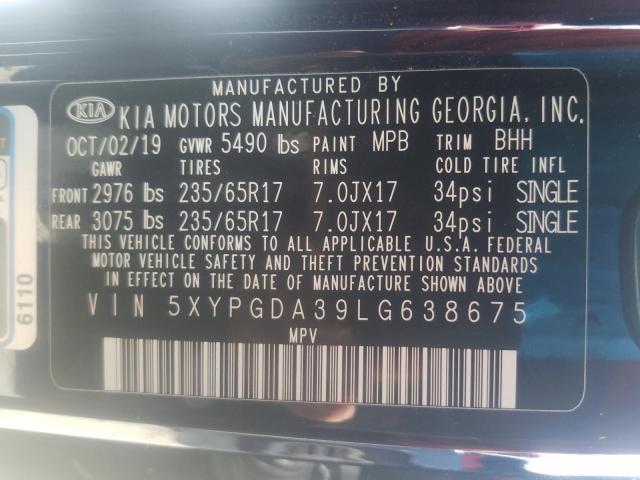 Photo 9 VIN: 5XYPGDA39LG638675 - KIA SORENTO L 