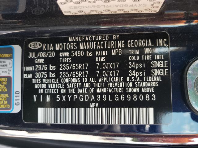 Photo 9 VIN: 5XYPGDA39LG698083 - KIA SORENTO L 