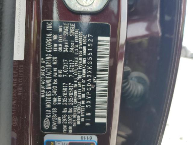 Photo 12 VIN: 5XYPGDA3XKG551527 - KIA SORENTO 