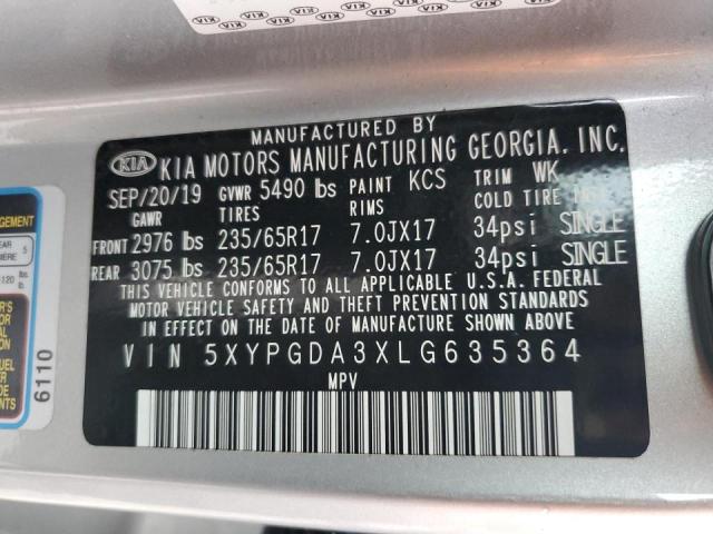 Photo 12 VIN: 5XYPGDA3XLG635364 - KIA SORENTO L 