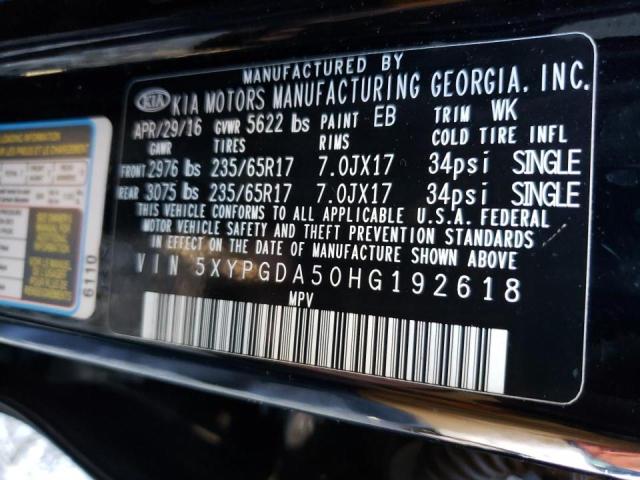 Photo 11 VIN: 5XYPGDA50HG192618 - KIA SORENTO LX 