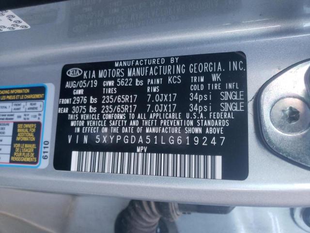 Photo 9 VIN: 5XYPGDA51LG619247 - KIA SORENTO S 