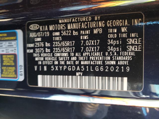 Photo 9 VIN: 5XYPGDA51LG620219 - KIA SORENTO S 