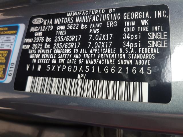 Photo 9 VIN: 5XYPGDA51LG621645 - KIA SORENTO S 