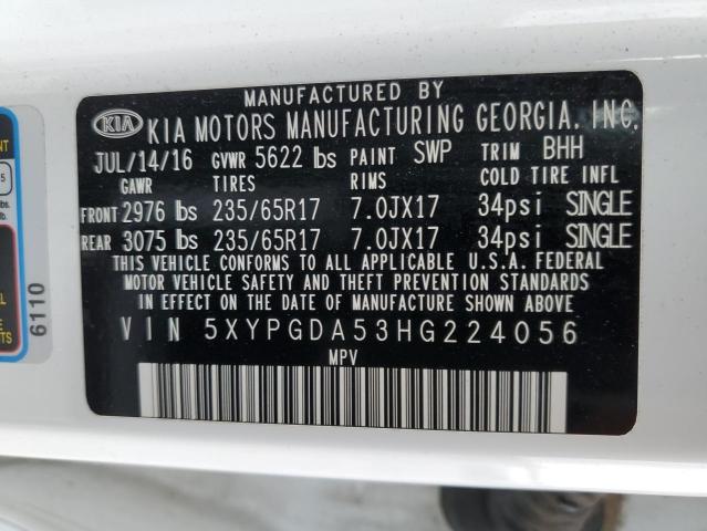 Photo 12 VIN: 5XYPGDA53HG224056 - KIA SORENTO LX 