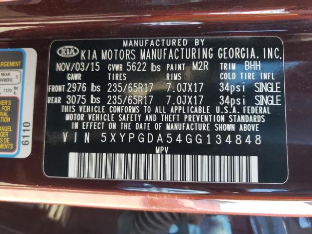 Photo 12 VIN: 5XYPGDA54GG134848 - KIA SORENTO LX 