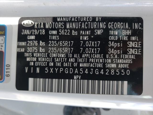 Photo 9 VIN: 5XYPGDA54JG428550 - KIA SORENTO LX 