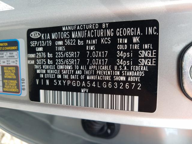 Photo 9 VIN: 5XYPGDA54LG632672 - KIA SORENTO S 