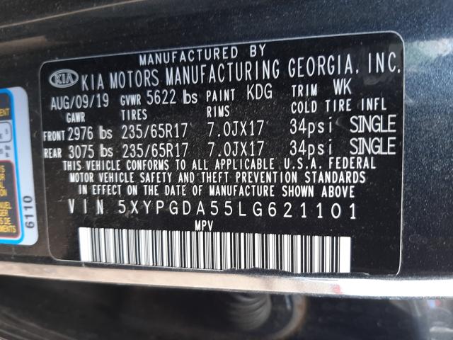 Photo 9 VIN: 5XYPGDA55LG621101 - KIA SORENTO S 