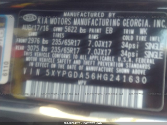 Photo 8 VIN: 5XYPGDA56HG241630 - KIA SORENTO 