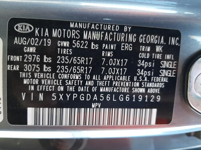 Photo 9 VIN: 5XYPGDA56LG619129 - KIA SORENTO S 